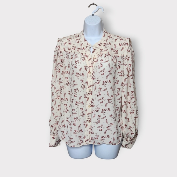 Frame Denim Tops - FRAME Voluminous Button Up Shirt in Floral/Off-white